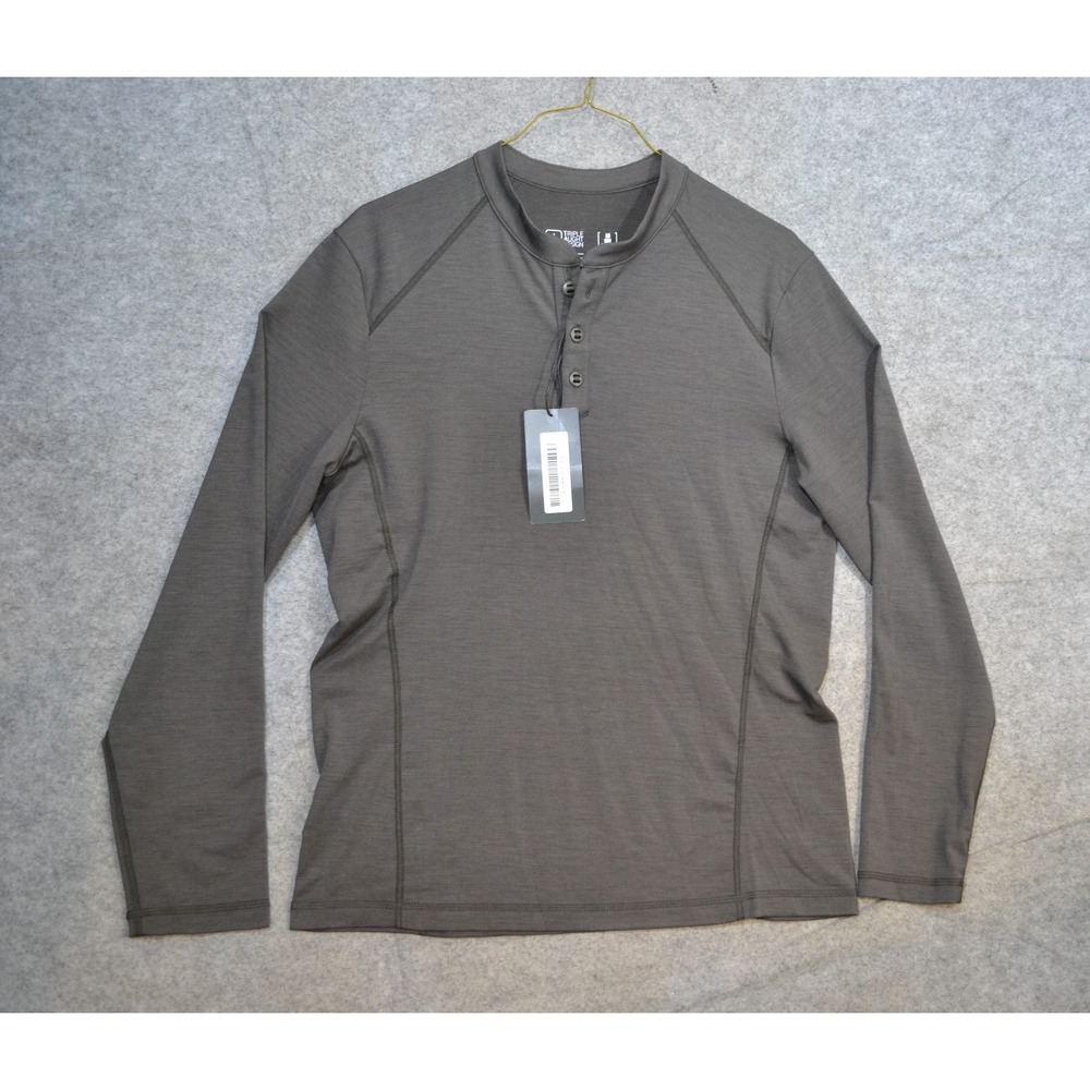 Triple Aught Design Shirt Men M Gray Merino Wool Huntsman Henley Long Sleeve USA